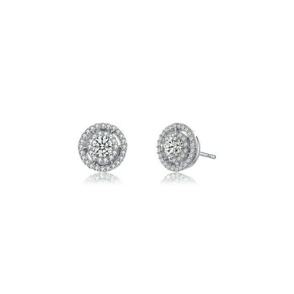 RelavenO Womens Sterling Silver Clear Round Cubic Zirconia Stud Earrings… - Picture 2 of 3